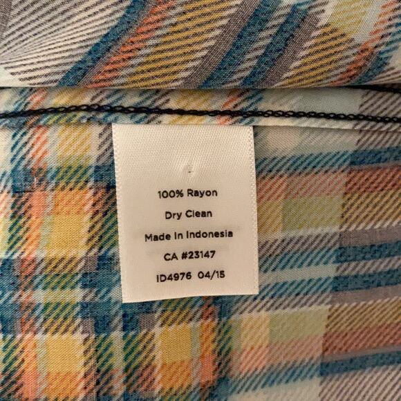 Talbots Blue and Yellow Plaid Lightweight Button-Up Shirt Size 3XP - Picture 5 of 5